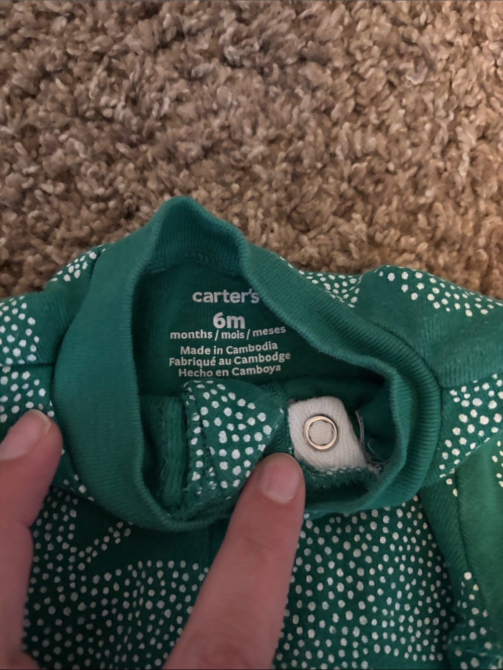 Carter's Cream and Teal "Little and Lucky" Baby Matching Set and Pajama - Picture 5 of 6